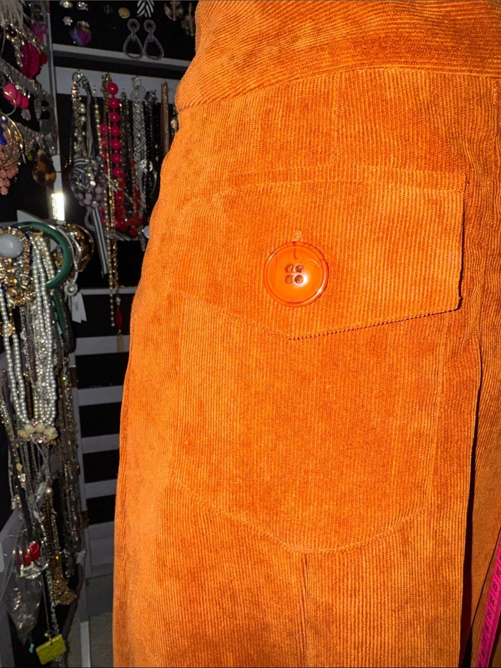 Chelsea & Theodore Corduroy A-Line Skirt in Rust
